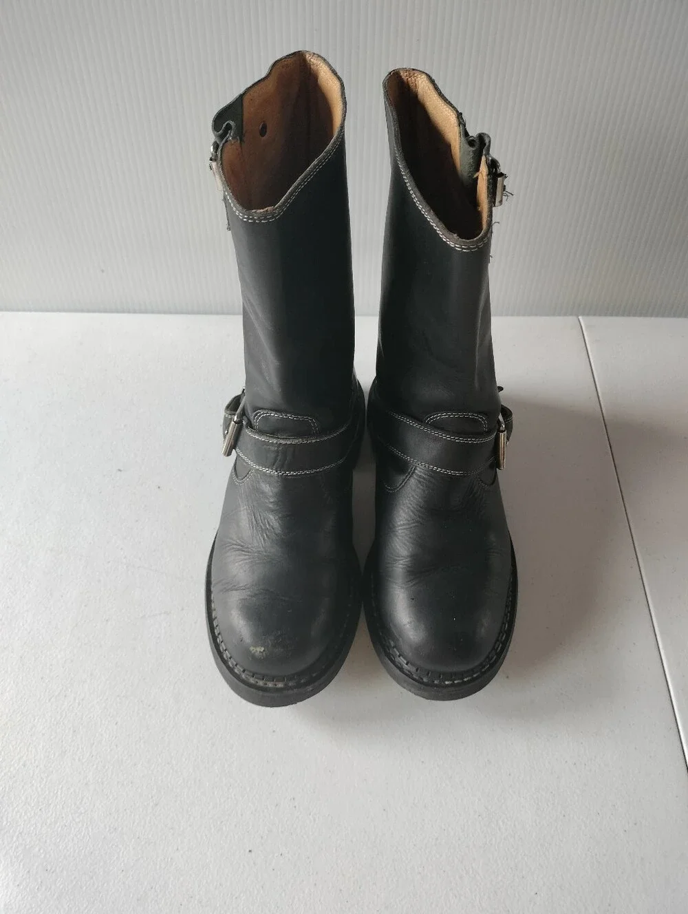 John Fluevog Angels Seventh 7th Heaven Men's Black Leather Moto Biker Boots 7